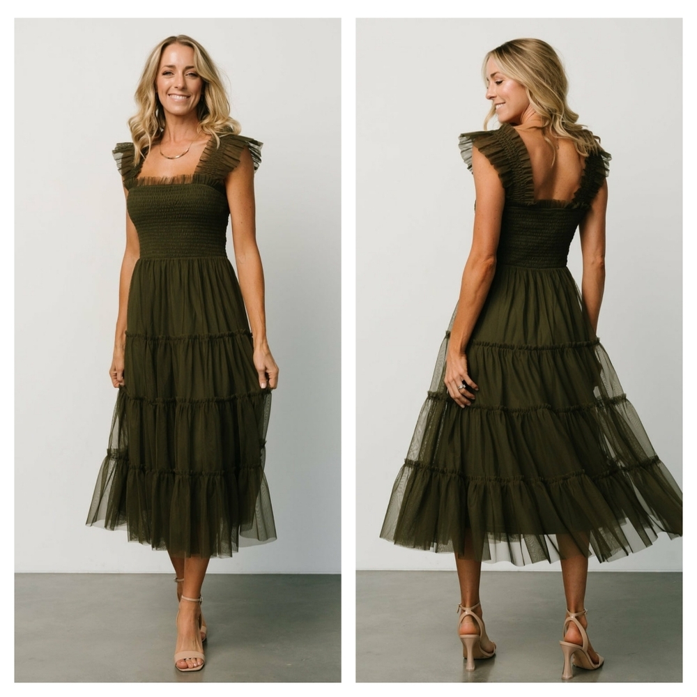Baltic Born Olive Green Midi Dress